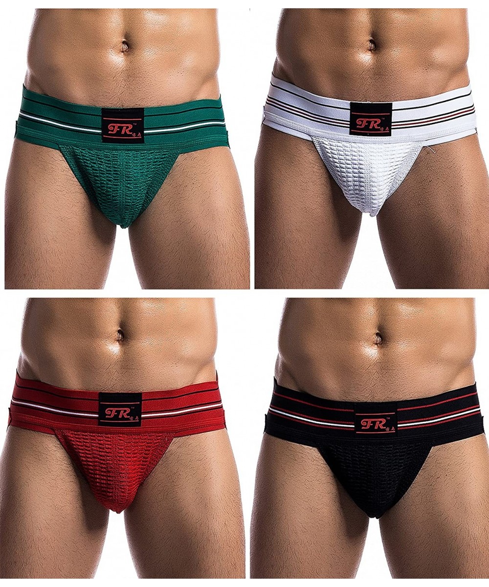 G-Strings & Thongs Men Sexy Breathable Pouch Athletic Supporter Jockstrap Jock Strap Thong - 4 Pack-mix Color 2 - CX186S8RLOR