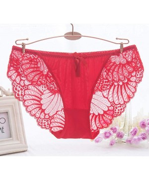 Thermal Underwear Women Low Waist No Trace Sexy Thong Briefs Fashion Letter String Underpants Lingerie - A-red - CK196GUXY2U