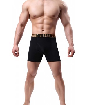 Boxer Briefs Men's Sexy Ice Silk Underwear Boxer Briefs Long Leg Pants - Black - C318AG9UUKK