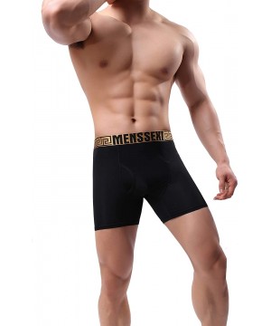 Boxer Briefs Men's Sexy Ice Silk Underwear Boxer Briefs Long Leg Pants - Black - C318AG9UUKK