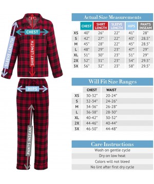 Sleep Sets His and Hers Lightweight Flannel Pajamas- Long Button Down Cotton Pj Set - Black With White Piping - CY115J51TPX