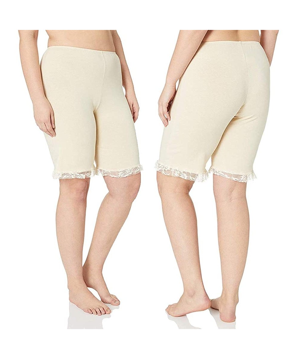 Slips Women's Cotton Pant Slip with Lace Trim S-4XL Sizes 2Pack - White - CL11RWUOFZJ