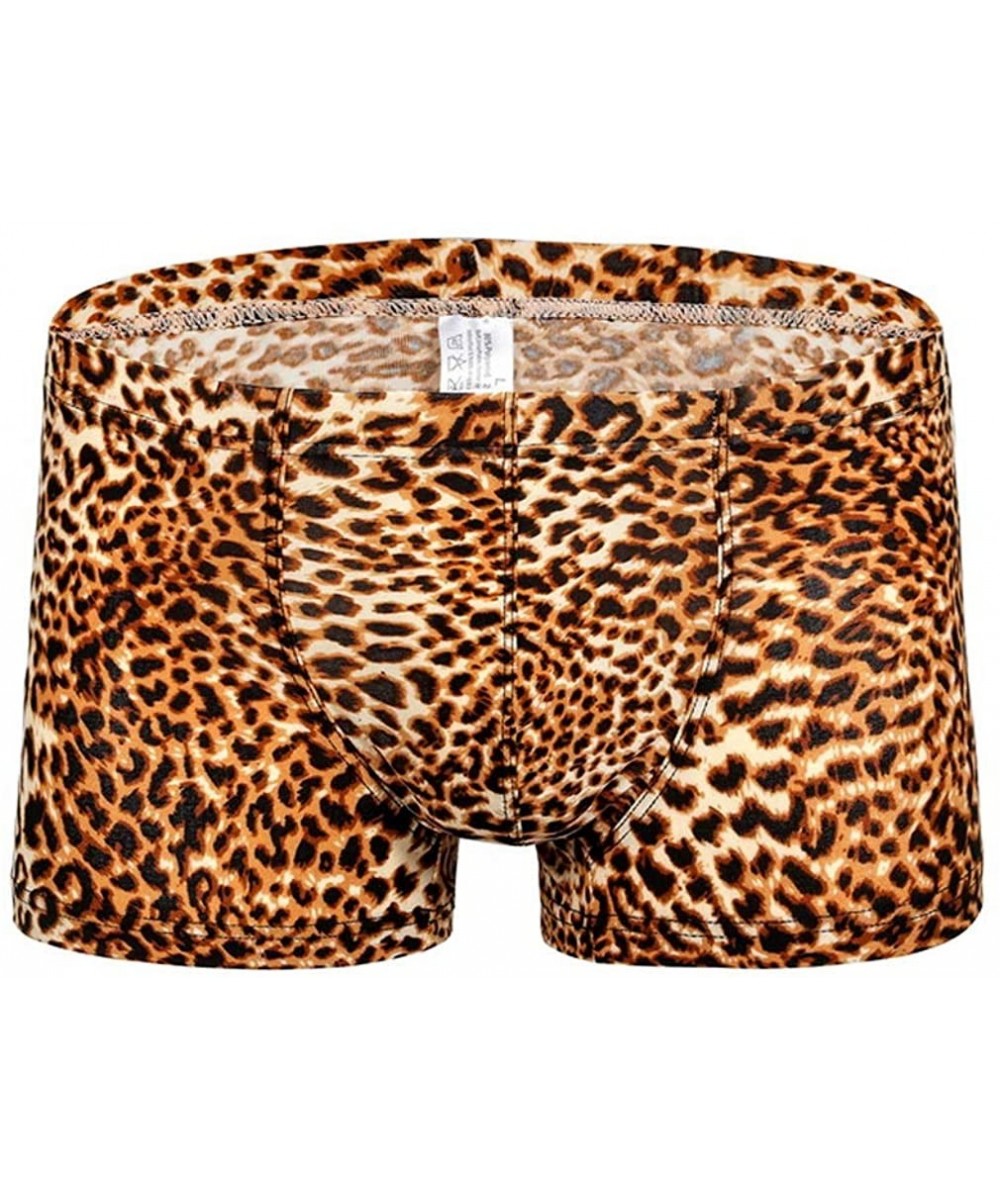 Boxers Men's Leopard Print Breathable Underwear - Yellow - CS18YG03RLH