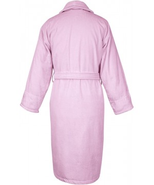 Robes 100% Turkish Cotton Women Terry Velour Shawl Robe- One Size- Pink - Pink - CC182WGWNW0