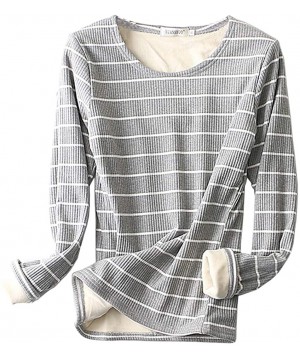 Nightgowns & Sleepshirts Women's Winter Thermal Sweatshirt Fleece Lined Stretch Long Sleeve Tunic Top - Z58 Grey - CU18LRI4ATT