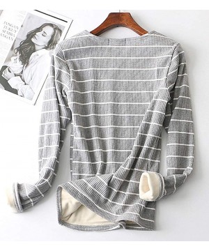 Nightgowns & Sleepshirts Women's Winter Thermal Sweatshirt Fleece Lined Stretch Long Sleeve Tunic Top - Z58 Grey - CU18LRI4ATT