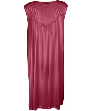 Nightgowns & Sleepshirts Plus Size Nightgowns for Women Satin Silk - Fuschia - CV11YUIKBOP