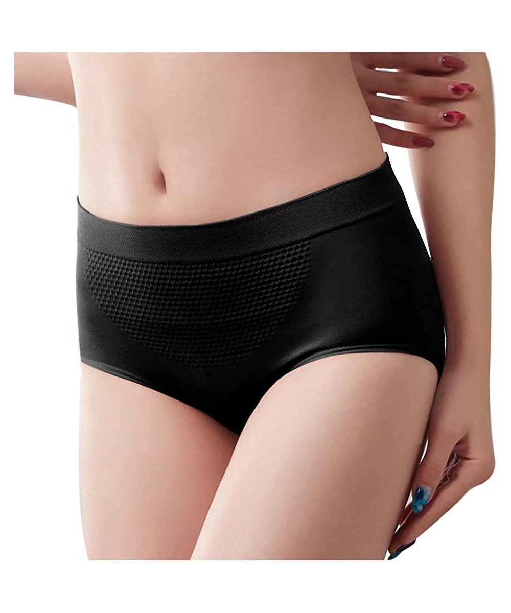 Shapewear Womens Comfortable High Waist Tummy Control Body Shaper Briefs Slimming Solid Pants - Black - CH18AKNE526