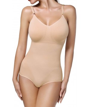 Shapewear Women Seamless Shaping Bodysuit Shapewear Smoother Firm Control Body Briefer Tummy Slimmer - Beige - CF194TH8I9D