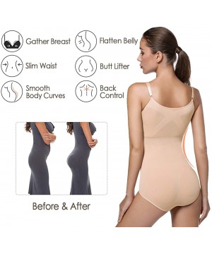 Shapewear Women Seamless Shaping Bodysuit Shapewear Smoother Firm Control Body Briefer Tummy Slimmer - Beige - CF194TH8I9D