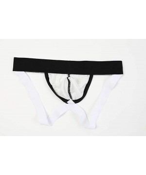 G-Strings & Thongs Sexy Mens Cotton Jock Strap Cross Back Open Underwear Mesh Briefs G-String Boxers - White - C318ZXZYXMZ