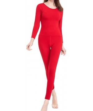 Thermal Underwear Women's Thermal Underwear Set Soft Warm Base Layer Set Long Johns Set - Red - CF1938I6G0T