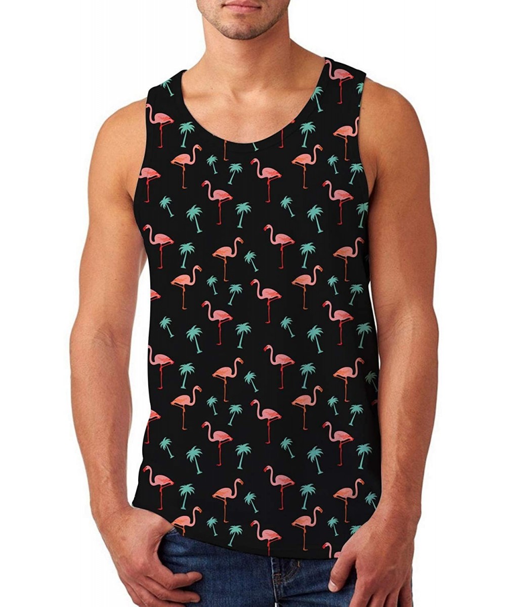 Undershirts Mens Tank Top Casual 3D Printed Gym Workout Tanks Cool Sleeveless Graphic T-Shirts - Flamingo - C6198NART06