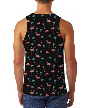 Undershirts Mens Tank Top Casual 3D Printed Gym Workout Tanks Cool Sleeveless Graphic T-Shirts - Flamingo - C6198NART06