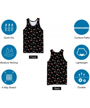 Undershirts Mens Tank Top Casual 3D Printed Gym Workout Tanks Cool Sleeveless Graphic T-Shirts - Flamingo - C6198NART06