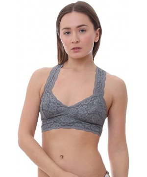 Bras Women's Galloon Lace Racerback - Dark Grey - C112NZAUINH