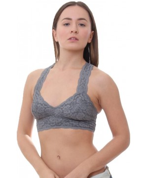 Bras Women's Galloon Lace Racerback - Dark Grey - C112NZAUINH