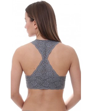 Bras Women's Galloon Lace Racerback - Dark Grey - C112NZAUINH