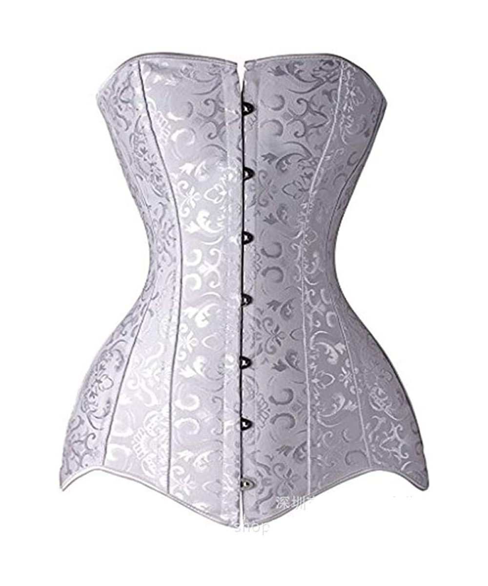 Bustiers & Corsets Sexy Latex Overbust Gothic Corsets Steampunk Bustiers Waist Cinchers Halloween Lingerie - White - CY18SYARRL2