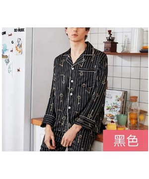 Sleep Sets Large Size Men's Pajamas Set Long Sleeve Print Silk Pyjamas Men Summer Pyjama - Print 5 - CV18T92UZRA