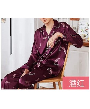 Sleep Sets Large Size Men's Pajamas Set Long Sleeve Print Silk Pyjamas Men Summer Pyjama - Print 5 - CV18T92UZRA