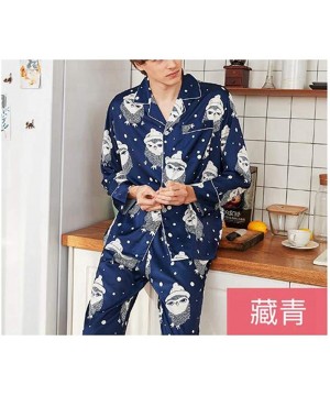 Sleep Sets Large Size Men's Pajamas Set Long Sleeve Print Silk Pyjamas Men Summer Pyjama - Print 5 - CV18T92UZRA