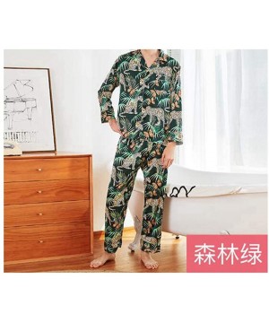 Sleep Sets Large Size Men's Pajamas Set Long Sleeve Print Silk Pyjamas Men Summer Pyjama - Print 5 - CV18T92UZRA