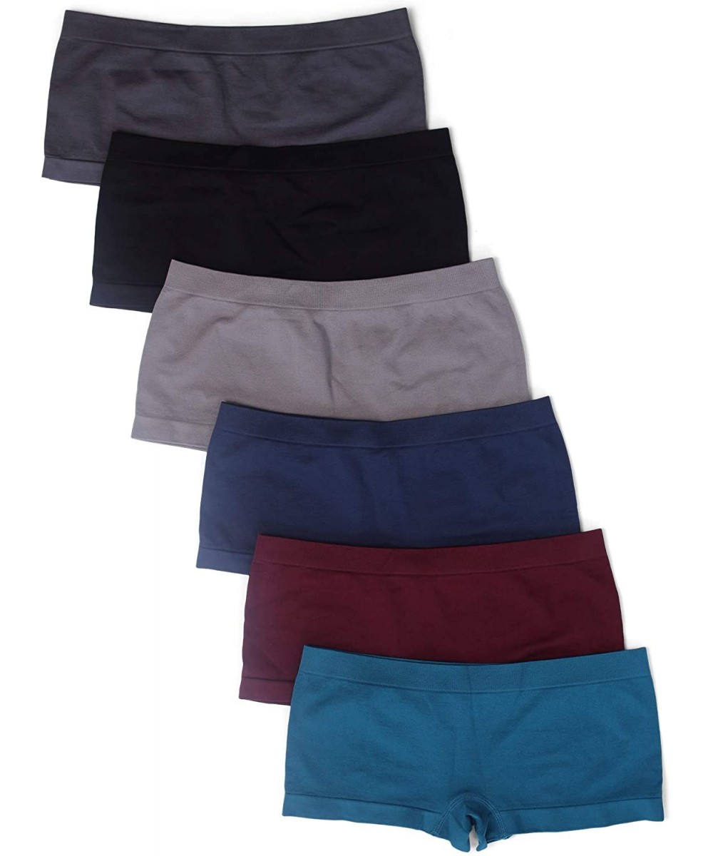 Panties 6 Pack Women's Nylon Spandex Boyshort Panties - Winter - CI182L0SL2Q