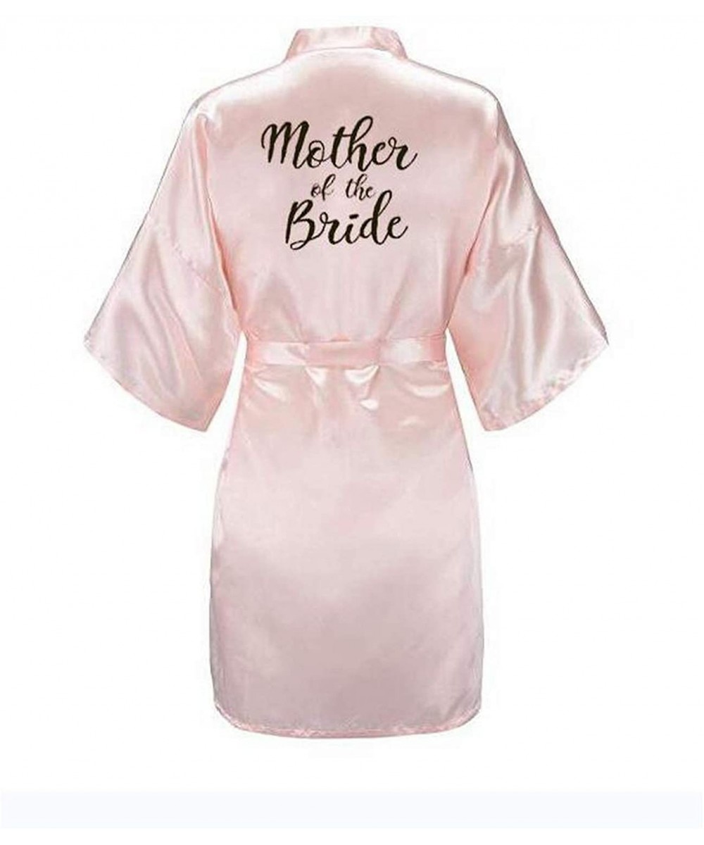 Robes Bride Bridesmaid Robe with Letters Mother Sister of The Bride Wedding Gift Bathrobe Kimono Satin Robes - Pink Mother Br...