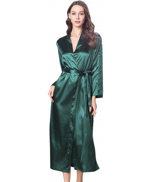 Nightgowns & Sleepshirts 2 Piece Women Satin Nightgowns and Robe Set Sexy Silk Slip Dress Chemise Nightdress - Green - C2193N...