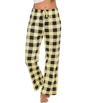 Bottoms Women's Cotton Plaid Pajama Pants Comfy Lounge Sleep Pants - Yellow Black Plaid - C6194OUCGIU