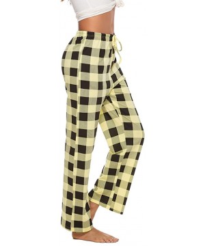 Bottoms Women's Cotton Plaid Pajama Pants Comfy Lounge Sleep Pants - Yellow Black Plaid - C6194OUCGIU