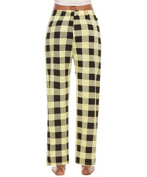 Bottoms Women's Cotton Plaid Pajama Pants Comfy Lounge Sleep Pants - Yellow Black Plaid - C6194OUCGIU