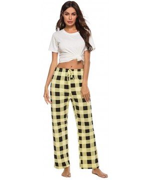 Bottoms Women's Cotton Plaid Pajama Pants Comfy Lounge Sleep Pants - Yellow Black Plaid - C6194OUCGIU