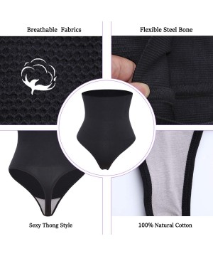 Shapewear Women's Seamless Thong Shapewear Tummy Control Thong Panties Waist Shaper Body Shaping Thong Underwear - Black( Fir...