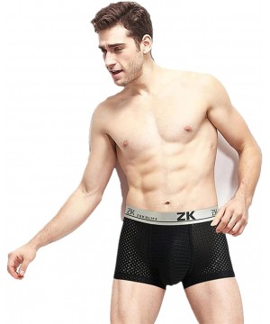 Boxer Briefs Mens Ice Silk Boxer Mesh Brief - Black - CQ1838SIAQ7