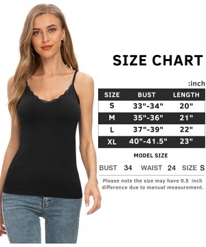 Camisoles & Tanks V Neck Camisoles for Women Adjustable Lace Cami Undershirt Spaghetti Strap Lace Tank Top 4-Pack - Black/Whi...