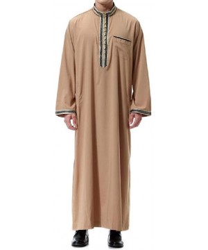 Robes Men's Muslim Middle East Loose Stand Collar Arabic Abaya Arabian Robe - Camel - CR18TRRXXYH