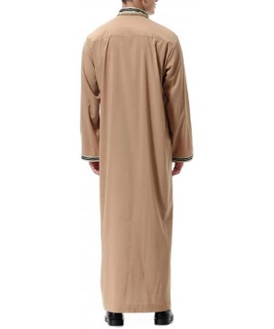 Robes Men's Muslim Middle East Loose Stand Collar Arabic Abaya Arabian Robe - Camel - CR18TRRXXYH