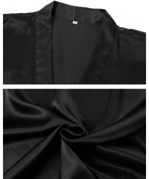 Robes Women's Satin Silk Bride & Bridesmaid Robe Gold Glitter Wedding Party Kimono Robes - Maid of Honor-black - CW18SS8W7XH