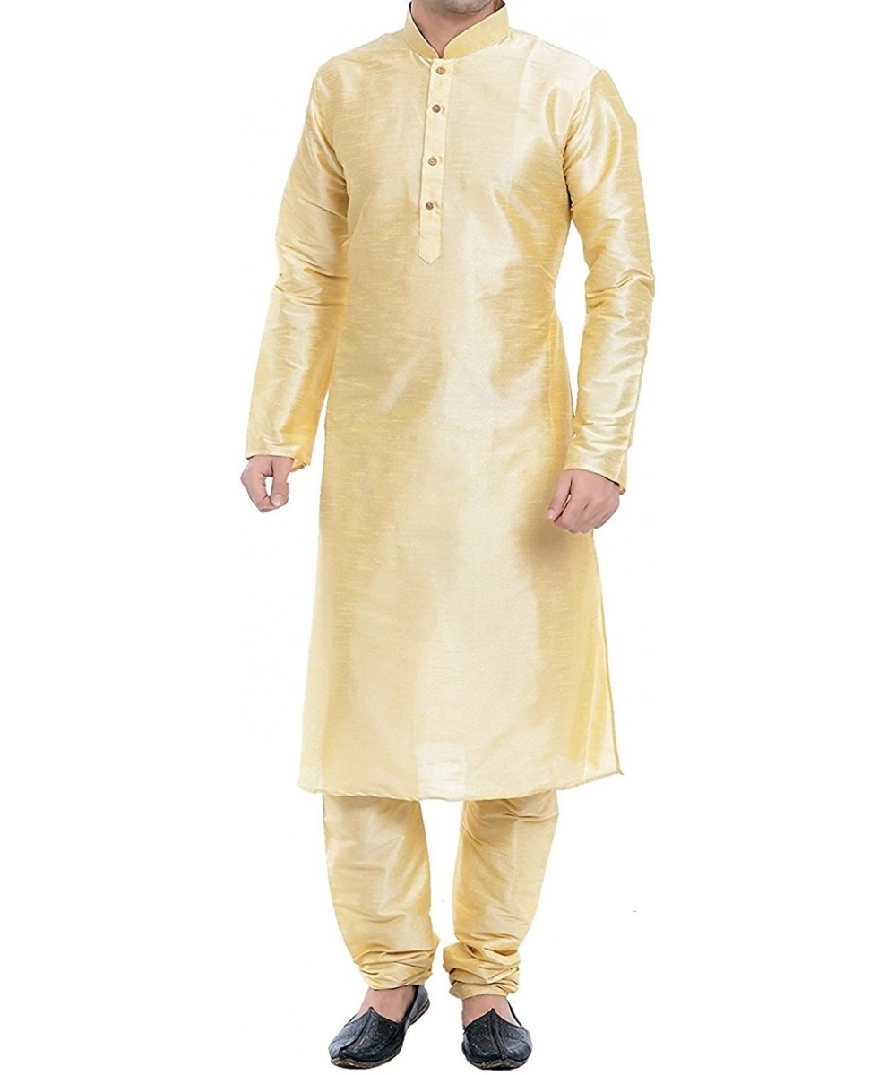 Sleep Tops FOCIL Silk Blend Gold Men's Kurta Pyjama - CO1873LMUUI