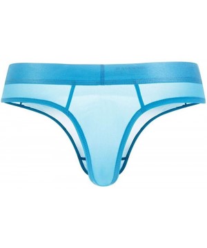 Briefs Sexy Ice Silk Men Bikini Underwear Men's Briefs Lace Panties JM291 - Blue - C818RQUIG85