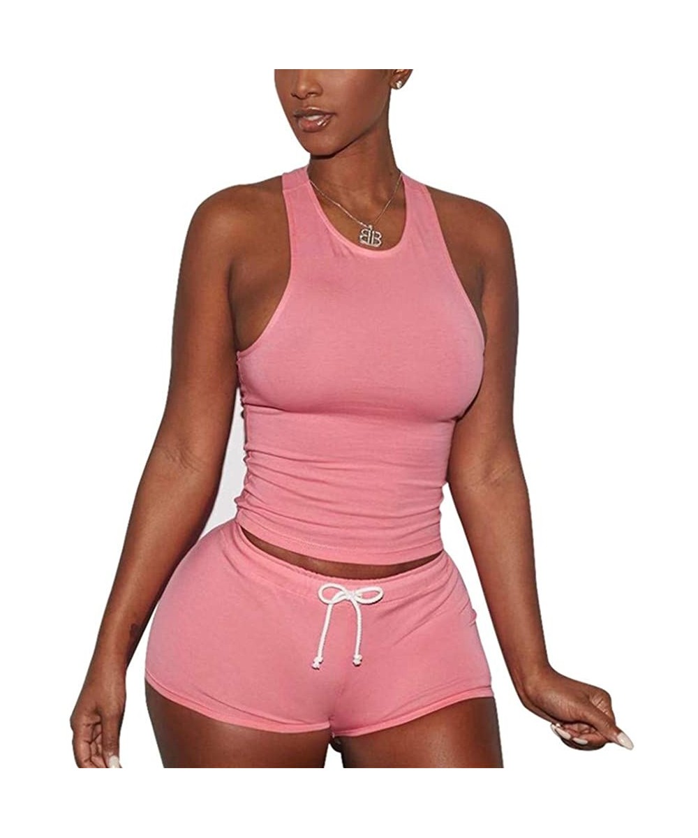 Sets Women's 2 Piece Shorts Set - Sweatshirts Tank Top and Shorts Set Outfits Joggers Tracksuits Sets Sportswear Pajama Set -...