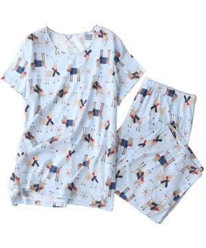 Sets Women's Cute Sleepwear Tops with Capri Pants Pajama Sets - Deer - C819EGQXNIH