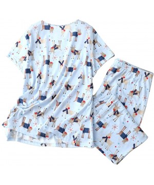 Sets Women's Cute Sleepwear Tops with Capri Pants Pajama Sets - Deer - C819EGQXNIH