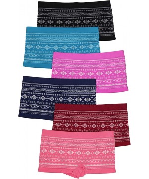 Panties Women's Pack of 6 One Size Boyshorts in Multiple Styles - 6 Pack Aztec Print - C112HHIKUGN