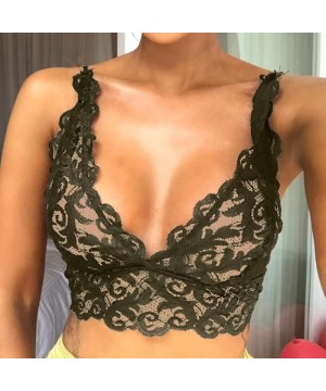 Tops Women Lingerie Corset Lace Flowers Bralette Bralet Bra Tank Cami Crop Underwear - Armygreen - CG18UKS5NCD