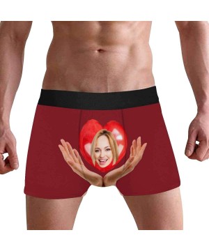 Boxer Briefs Custom Face Boxers Briefs for Men Boyfriend- Customized Underwear with Picture Holding Hearts All Gray Stripe - ...