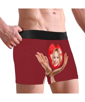 Boxer Briefs Custom Face Boxers Briefs for Men Boyfriend- Customized Underwear with Picture Holding Hearts All Gray Stripe - ...