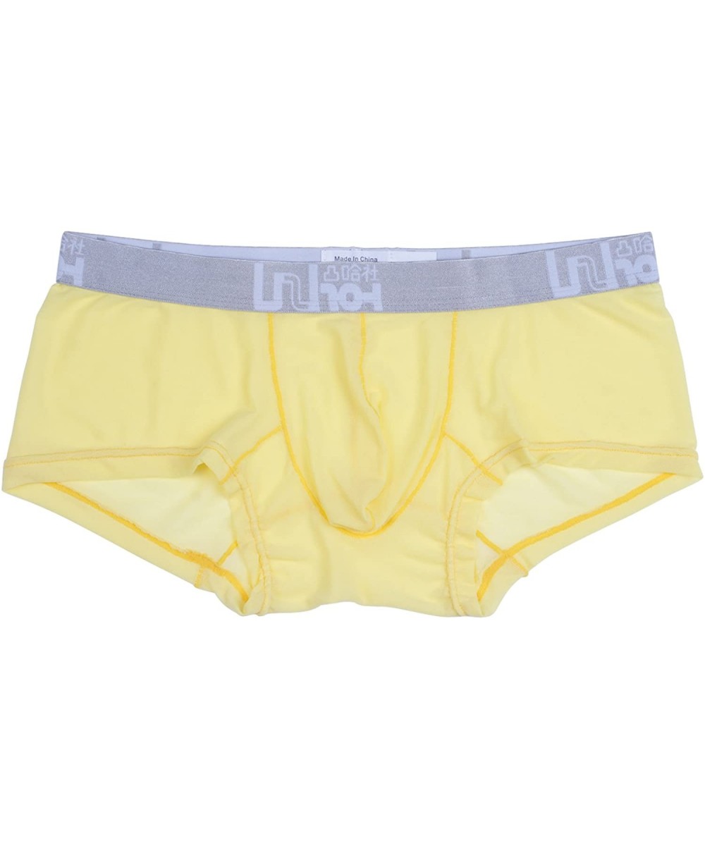 Boxer Briefs Men's Underwear Sexy Stretch Spandex Boxer Brief - Yellow - CC12FK1VROX